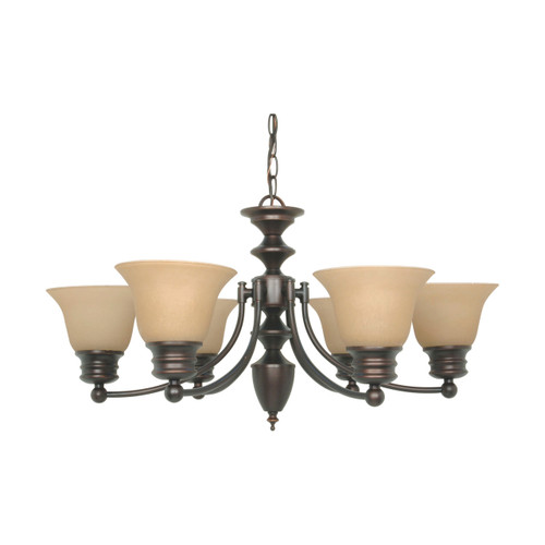 Satco | 60-1274 | Empire 6 Light 26 in. Chandelier with Champagne Linen Washed