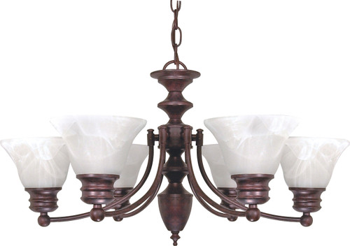 Satco | 60-358 | Empire 6 Light 26 in. Chandelier with Alabaster Glass Bell