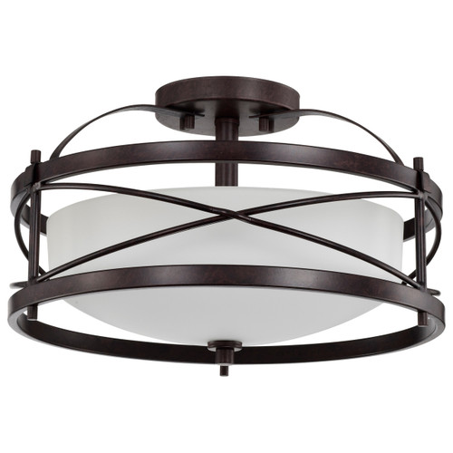 Satco | 60-5335 | Ginger 2 Light Semi-Flush Etched Opal Glass
