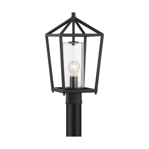 Satco | 60-6595 | Hopewell 1 Light Post Lantern Matte Black Clear Seeded