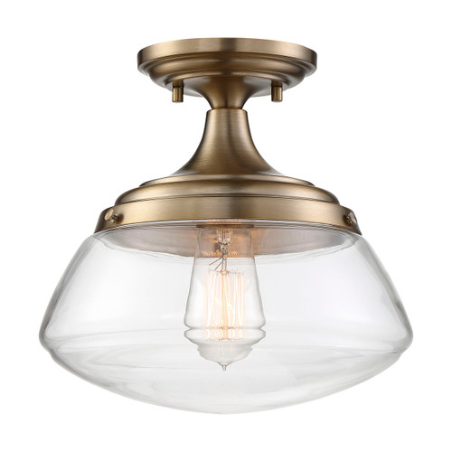 Satco | 60-6797 | Kew 1 Light Semi-Flush Burnished Brass