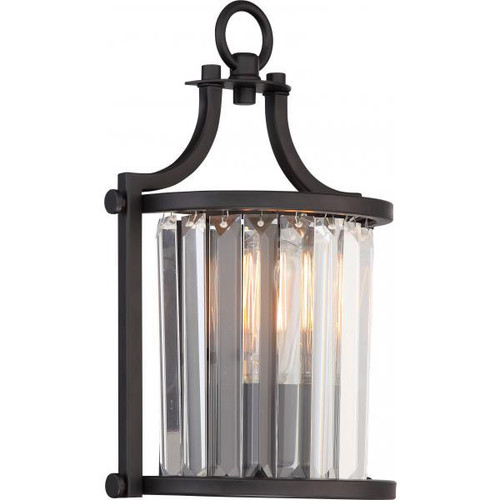Satco 60-5776 | Krys; 1 Light; Crystal Wall Sconce with 60W Vintage Lamp Included; Aged Bronze Finish