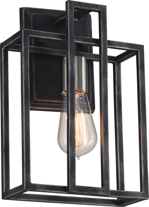 Satco | 60-5856 | Lake 1 Light Wall Sconce Iron Black Brushed Nickel