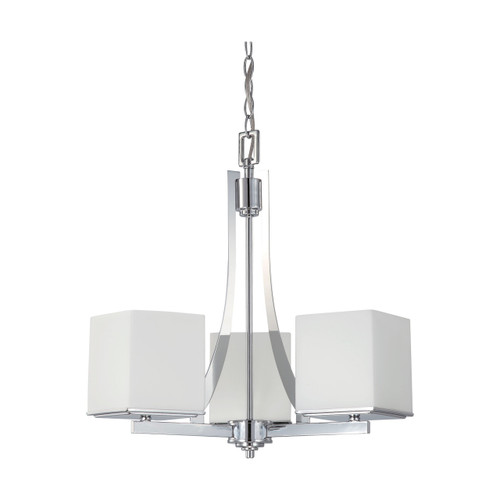 Satco | 60-4085 | Bento 3 Light Chandelier with Satin White Glass