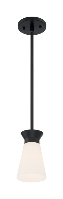 Satco | 60-7314 | Caleta 1 Light Mini Pendant Black/Frosted Glass