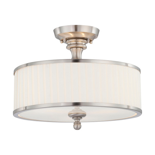 Satco | 60-4737 | Candice 3 Light Semi-Flush Pleated White Shape