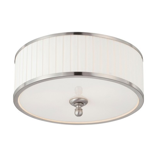 Satco | 60-4741 | Candice 3 Light Flush Dome Fixture Pleated White Shape