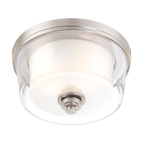 Satco | 60-4651 | Decker 2 Light Medium Flush Fixture Clear & Frosted Glass