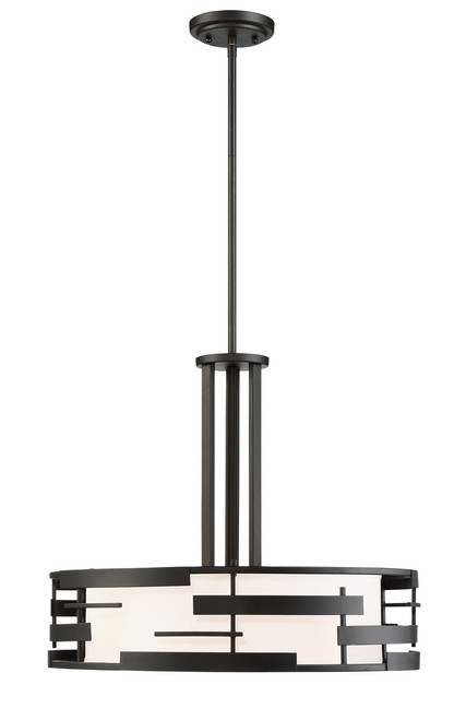 Satco | 60-6435 | Lansing 3-Light Pendant White Fabric Shape