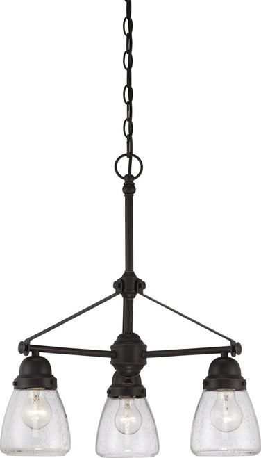 Satco | 60-5546 | Laurel 3 Light Chandelier with Clear Seeded Glass