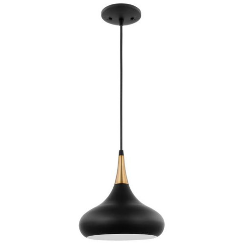 Satco 60-7511 | Phoenix; 1 Light; Small Pendant; Matte Black with Burnished Brass