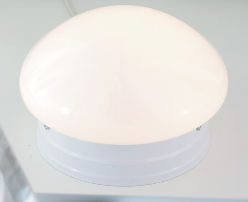 Satco | SF77-060 | 1 Light 8" Flush Mount Small White Mushroom White Finish