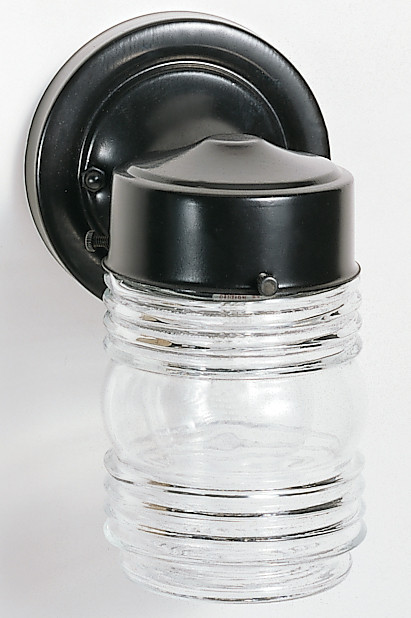 Satco | SF77-119B | 1 Light 6" Porch Wall Mason Jar Clear Glass Black Finish