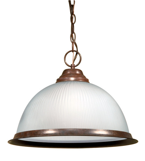 Satco | SF76-690 | 1 Light 15" Pendant Frosted Prismatic Dome Old Bronze Finish