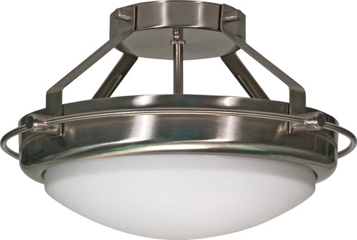 Satco | 60-609 | Polaris 2 Light 14 in. Semi-Flush Satin Frosted Glass