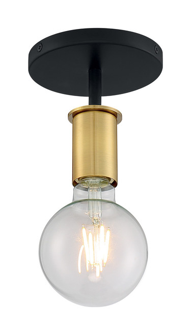 Satco | 60-7343 | Ryder 1 Light Semi-Flush Black Brass