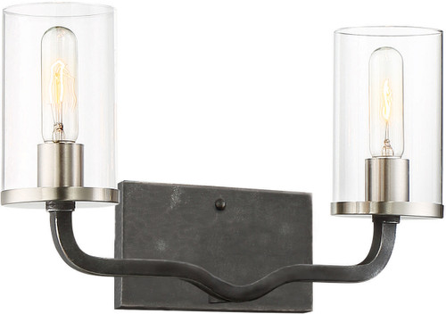 Satco | 60-6122 | Sherwood 2 Light Vanity 16 in. Iron Black Brushed Nickel