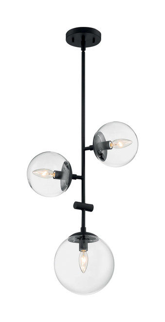 Satco | 60-7134 | Sky 3 Light Pendant Fixture Matte Black