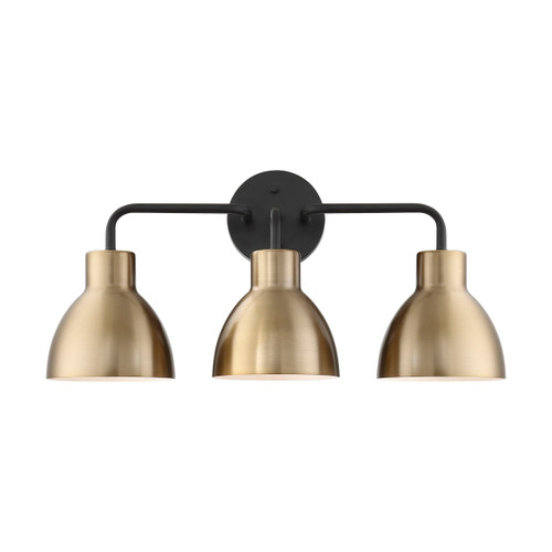 Satco | 60-6793 | Sloan 3 Light Vanity Matte Black Burnished Brass Finish
