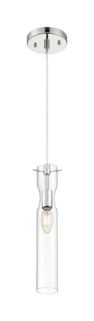 Satco | 60-6866 | SpyGlass 1 Light Mini Pendant Polished Nickel/Clear Glass