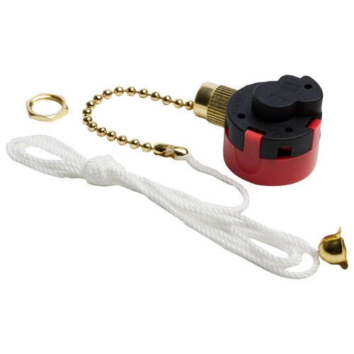 Satco | 80-1994 | 3 Speed Ceiling Fan Switch 4 Wire 2 Circuit w/Metal Chain