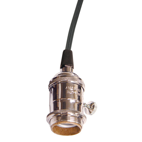 Satco | 80-2298 | Medium Base Lampholder 4pc. Solid Brass Prewired On/Off 10ft.