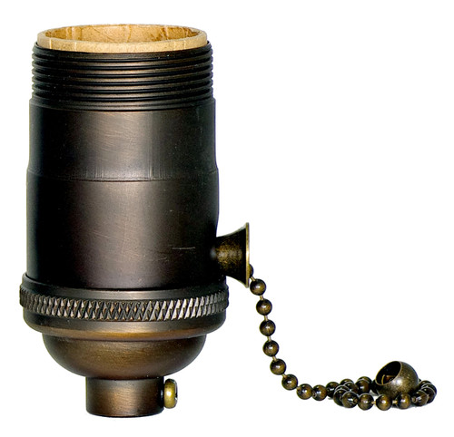 Satco | 80-2399 | Pull Chain Socket 1/8 IPS 4pc Stamped Brass Dark Antique Brass