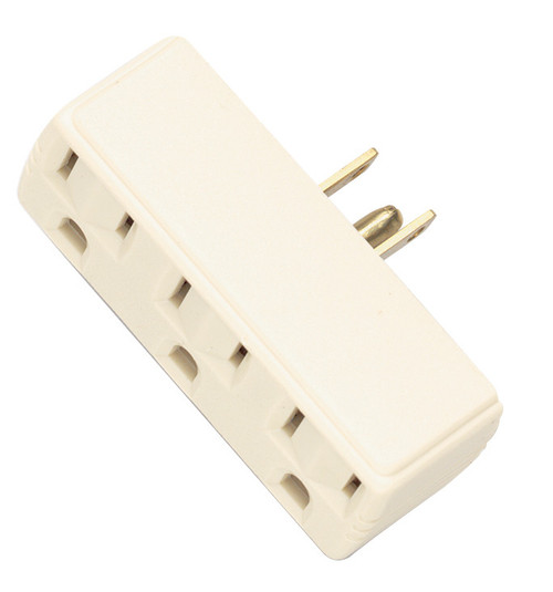 Satco | 90-1118 | Single To Triple Adapter Ivory Finish Polarized 15A 125V