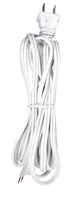 Satco | 90-1413 | 12 Foot 18/2 SPT-2 105C Cord Set White Finish 72" Hank