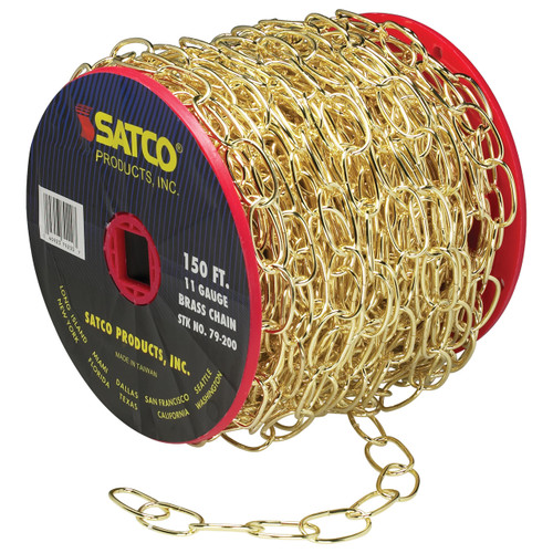 Satco | 79-200 | 11 Ga. Chain Brass Finish 50 yd. Reel 15lbs Max