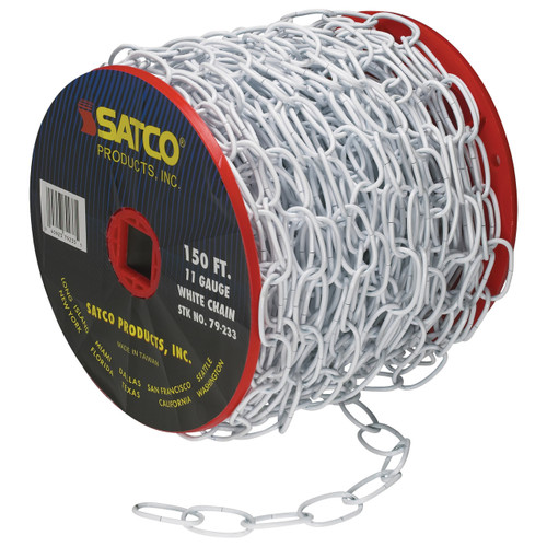 Satco | 79-233 | 11 Ga. Chain White Finish 50 yd. Reel 15lbs Max