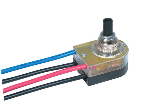 Satco | 80-1356 | Lighted Push Switch 3/8" Bushing 6A-125V 3A-250V 6" Leads Ni