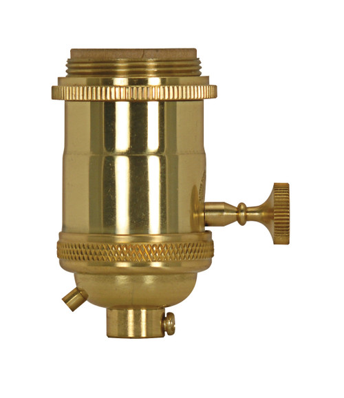 Satco | 80-2569 | Medium Base Lampholder 4pc Solid Brass On/Off Key 2 Uno rings