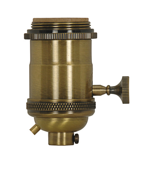 Satco | 80-2571 | Medium Base Lampholder 4pc Solid Brass On/Off Key 2 Uno rings