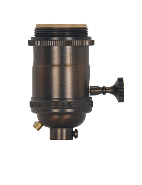 Satco | 80-2572 | Medium Base Lampholder 4pc Solid Brass On/Off Key 2 Uno rings