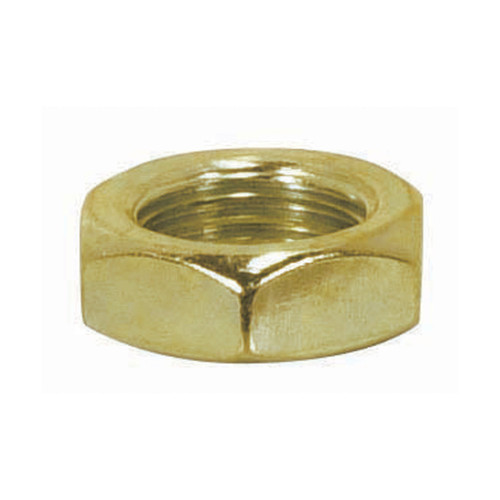 Satco | 90-033 | Steel Locknut 1/8 IP 9/16" Hex 3/16" Thick Brass Plated