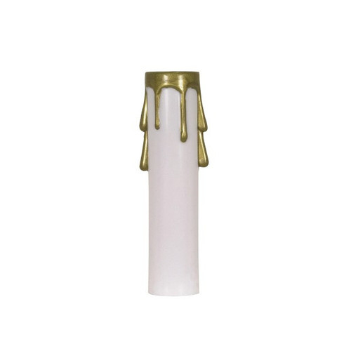 Satco | 90-1509 | Plastic Drip Candle Cover White Plastic with Gold Drip 13/16"