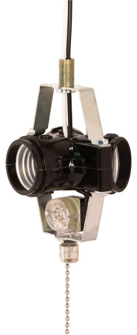 Satco | 90-1587 | 3-Light Cluster Socket Nickel Pull Chain