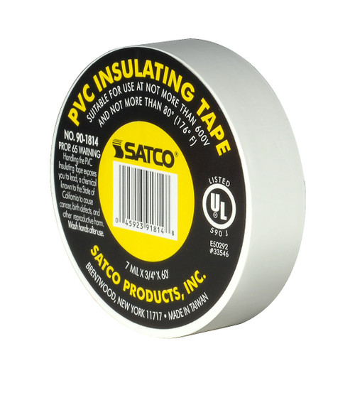 Satco | 90-1814 | PVC Electrical Tape 3/4" x 60 Foot White
