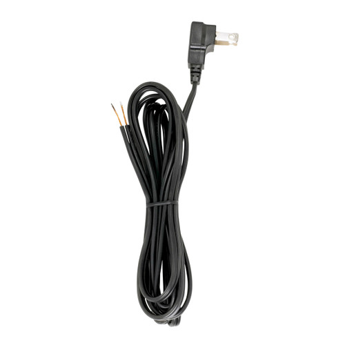 Satco | 90-2321 | 8 Foot 18/2 SPT-2 105C Flat Plug Cord Set Black