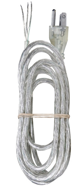 Satco | 90-2403 | 8 Foot 18/3 SVT 105C Heavy Duty Cord Set Clear Silver Finish