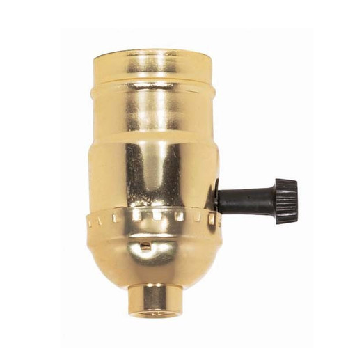 Satco | 90-421 | 3 Terminal Turn Knob Socket Aluminum Brite Gilt