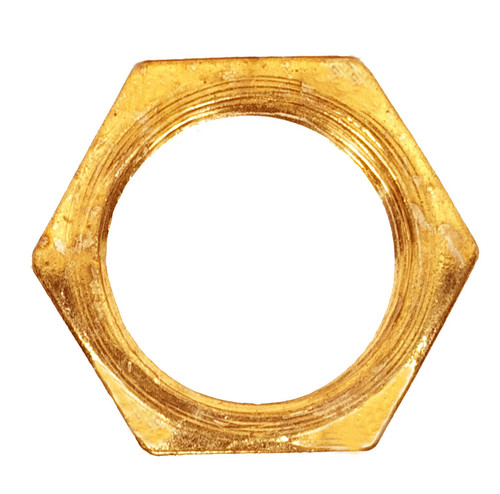 Satco | 90-591 | Steel Locknut 1/4 IP 11/16" Hex 1/8" Thick Brass Plated