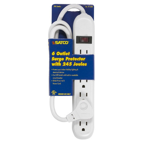 Satco | 91-220 | 6 Outlet Surge Strip 3 Cord 245 Joules