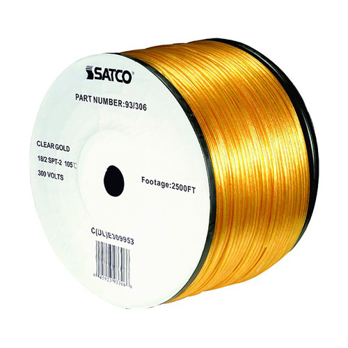 Satco | 93-306 | 18/2 SPT-2 105C 2500 Reel Clear Gold