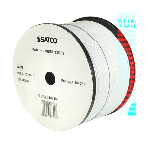 Satco | 93-309 | 18/2 SPT-2 105C 2500 Reel White