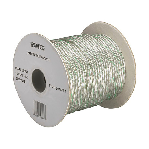 Satco | 93-332 | Pulley Bulk Wire 18/3 SVT 105C 250 Foot Clear Silver