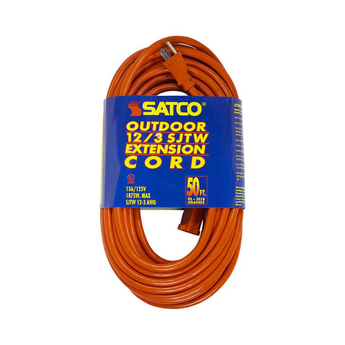 Satco | 93-5018 | 50 Ft. Orange Heavy Duty Ext. Cord 12/3 Ga. SJTW-3 15A-125V