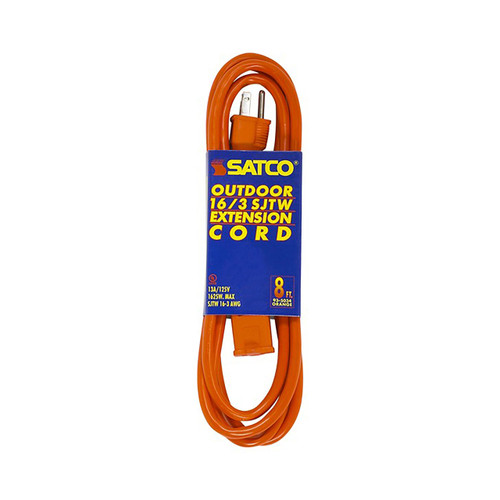 Satco | 93-5034 | 8 Foot Orange Heavy Duty Outdoor Extension Cord