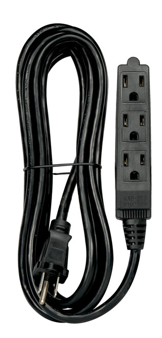 Satco | 93-5056 | 12 Foot 3 Outlet Indoor Banana Extension Cord 16-3 SJT